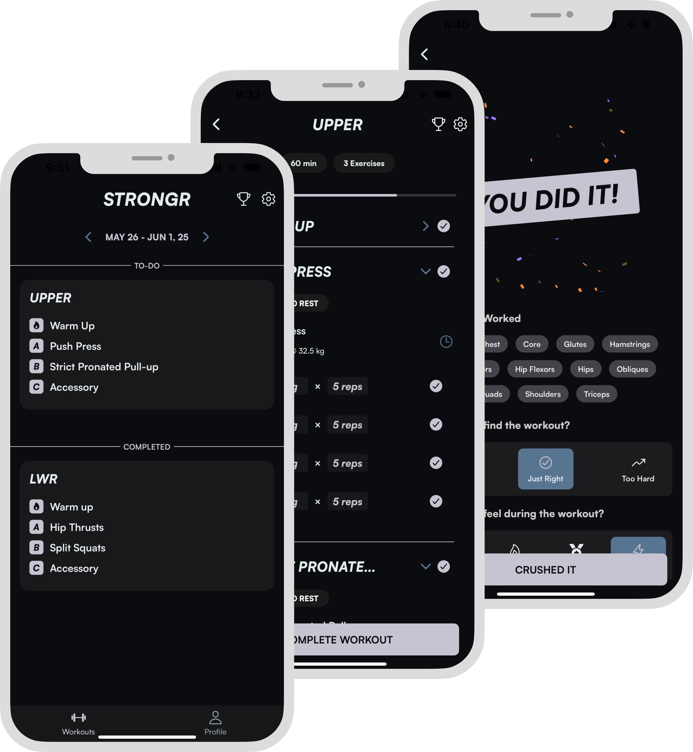 STRONGR App Screenshots