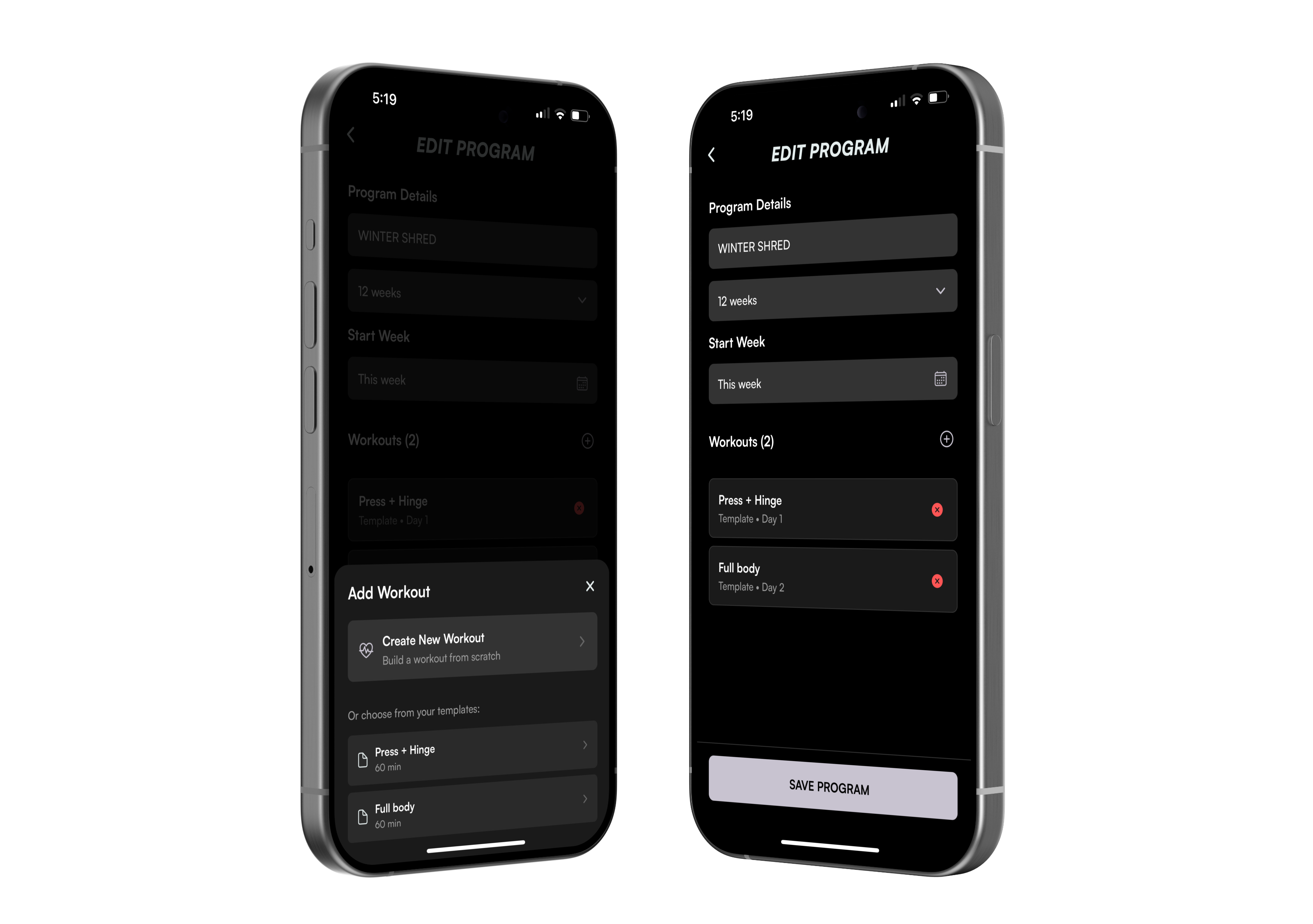 STRONGR Custom Programs Interface